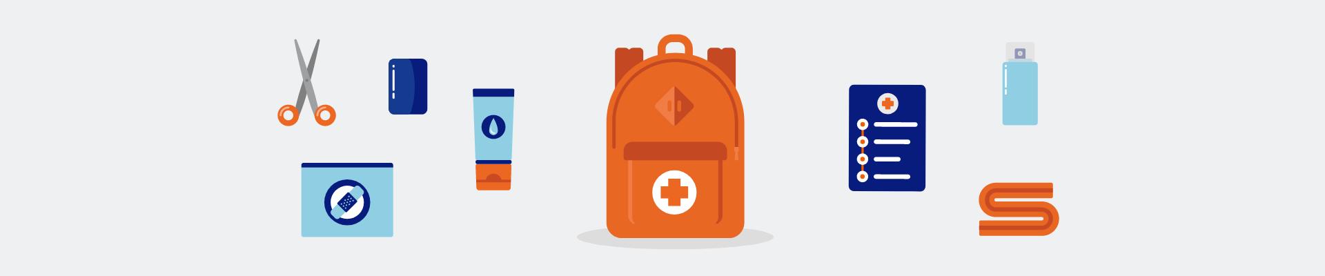 Illustration of a first aid go bag