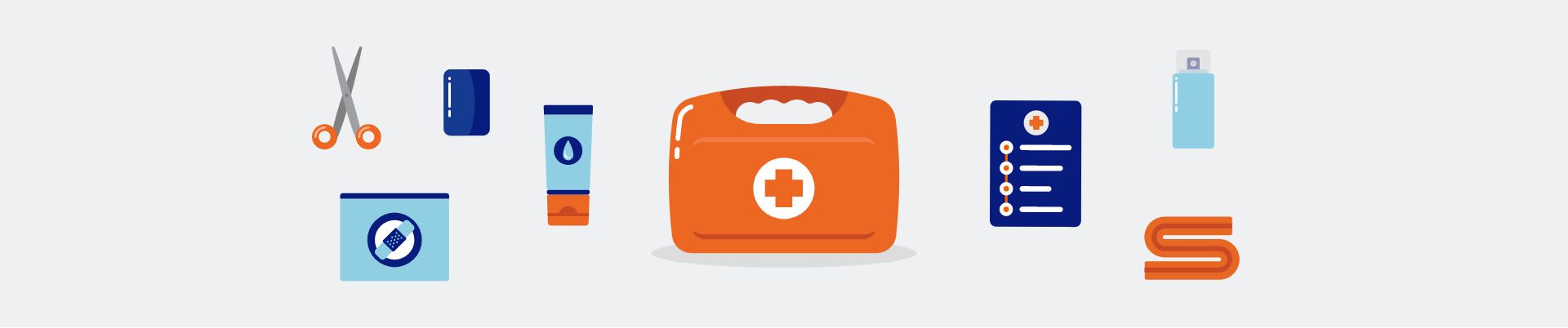 Illustration of a first aid go bag