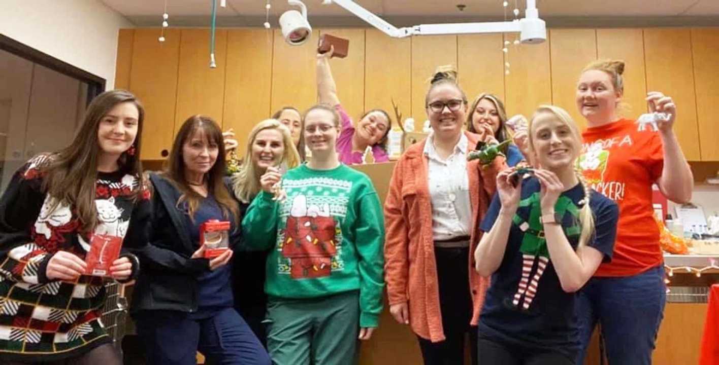 A group of Banfield Associates celebrating Christmas at the Banfield Pet Hospital, Chattanooga N, TN