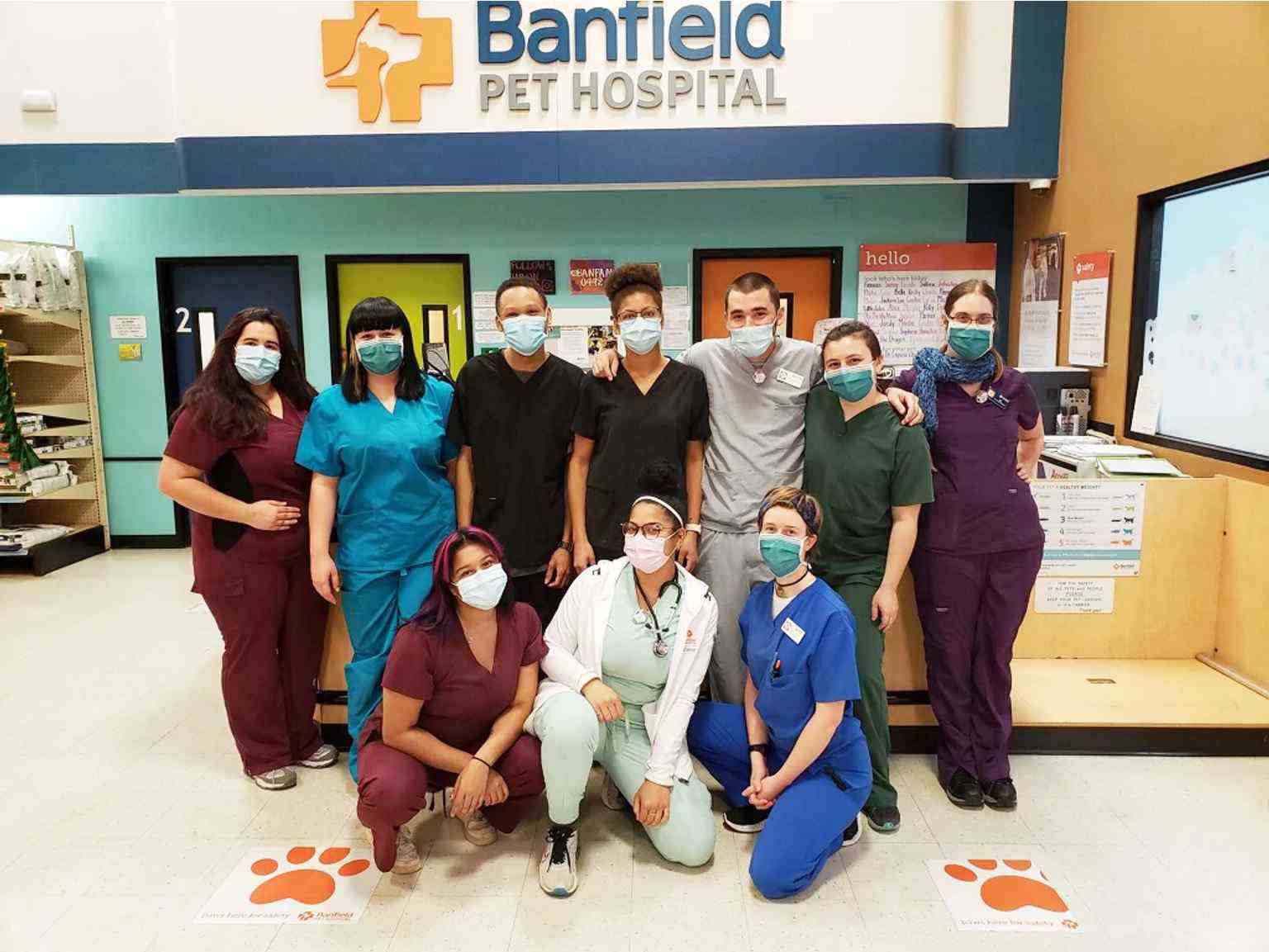A group of associates at the Banfield Pet Hospital